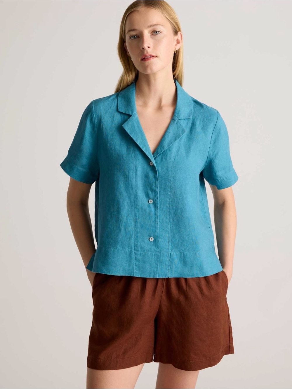 QUINCE 100% EUROPEAN LINEN, SHORT SLEEVE SHIRT